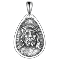 wholesale 925 Sterling Silver Teardrop Jesus Face Pendant with Crown of Thorns - Gothic Punk Style Necklace for Women and Men-Jesus Necklace Without Chain