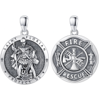 wholesale 925 Sterling Silver Saint Florian Fire Rescue Pendant Necklace-Silver Without Chain