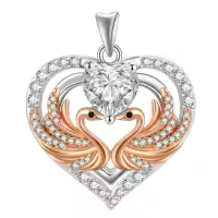 wholesale 925 Sterling Silver Rose Gold Plated Swan Birthstone Necklace for Women-04 Apr - Simulated Diamond Without Chain