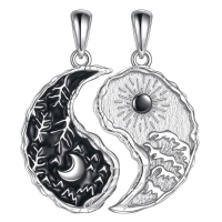 wholesale 925 Sterling Silver Yin Yang Tree of Life Pendant Necklaces - Couples Friendship Jewelry for Women and Men-Yin Yang Necklace Without Chain