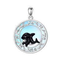 wholesale 925 Sterling Silver Blue Agate Dolphin Pendant Necklace for Women Girls s 45cm Chain Length-Style 7 Without Chain