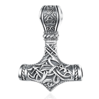 wholesale 925 Sterling Silver Thor Hammer Pendant With Celtic Knot Design On Chain-Mjolnir Without Chain