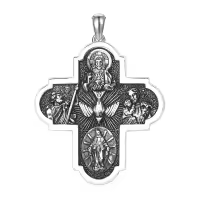 wholesale 925 Sterling Silver Cross with Religious Figures and Halo Charm Pendant Necklace for Men Women-A-Four Way Cross-A-Four Way Cross Without Chain