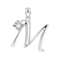 wholesale 925 Sterling Silver 26 Alphabet Pendant Necklace Jewelry-Letter M Without Chain