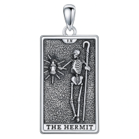 wholesale 925 Sterling Silver The Hermit Tarot Pendant Necklace for Men Women Gifts-Hermit Tarot Without Chain