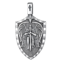 wholesale 925 Sterling Silver Archangel St Michael Protect Us Shield Pendant Necklace 925  for Men & Women-A-St Michael Necklace Shield Charm B Without Chain