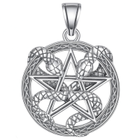 wholesale  Metal Pentagram Snake Pendant Necklaces for Men & Women Gothic s-silver snake necklace Without Chain