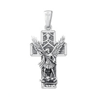 wholesale 925 Sterling Silver Saint Christopher and Saint Michael Cross Pendant Chain Necklace for Men & Women Catholic Religious -G-St Michael-G-St Michael Without Chain
