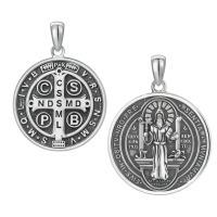 wholesale 925 Sterling Silver St Benedict Medal Necklace Wholesale Religious Pendant Jewelry-12c-St Benedict-12c-St Benedict Without Chain