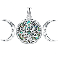 wholesale 925 Sterling Silver Celtic Tree of Life with Moonstones & Abalone Shell Pendant Necklace for Women Men s 48cm Chain Length-Abalone Shell Necklace Without Chain