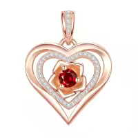wholesale S925 Sterling Silver & 18K Rose Gold Plated Garnet Birthstone Necklace for Women - Romantic Love Gift for Wife, Girlfriend, Mom, Daughter-Rose Gold-01-Jan Without Chain