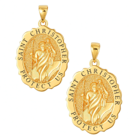 wholesale 925 Sterling Silver & 24k Gold Plated Customizable Saint Christopher Protect Us Medallion Pendant Necklaces for Men and Women-St Christopher-St Christopher-St Christopher-Personalized Without Chain