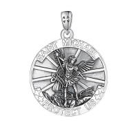 wholesale 925 Sterling Silver Patron Saint Medal Amulet Necklace for Men 2 5mm 22 +2 Chain-A15-Saint Michael Without Chain