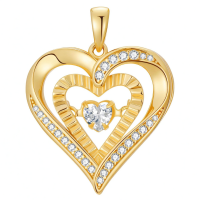 wholesale 925 Sterling Silver Gold 1 CTTW Moissanite Floating Necklace with Twinkle Setting, Double Heart Pendant, Adjustable Chain, Hypoallergenic, Gift Box Included-Without Chain