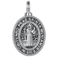 wholesale 925 Sterling Silver Saint Benedict Medal Locket Necklace Wholesale With Chain-St Benedict Urn Without Chain