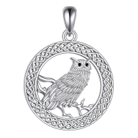 wholesale 925 Sterling Silver Moonstone Owl Crescent Moon Pendant Necklace for Women-Moonstone Necklace Without Chain