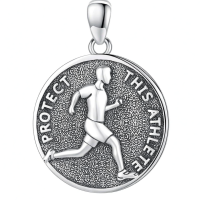 wholesale 925 Sterling Silver Protect This Athlete Running Pendant Necklace-H-Running Necklace Without Chain