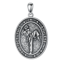 wholesale 925 Sterling Silver Sports Athlete Pendant Necklace - Protect This Athlete Charm Chain s for Men & Women-Taekwondo Necklace Without Chain