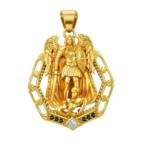 wholesale Gold 925 Sterling Silver Saint Christopher and Saint Michael Pendant Chain Necklace for Men & Women Catholic Religious -C-St Michael-Gold-C-St Michael-Gold Without Chain