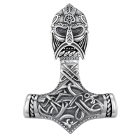 wholesale 925 Sterling Silver Viking Thor's Hammer Pendant Necklace w/ 24 Rolo Chain for Men-Mjolnir (Odin) Without Chain