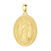 wholesale 925 Sterling Silver Saint Raphael Pendant Necklace Gold Plated Oval Charm-A04-Saint Raphael-Gold(Oval) Without Chain