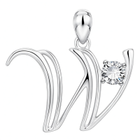 wholesale 925 Sterling Silver 26 Alphabet Pendant Necklace Jewelry-Letter W Without Chain