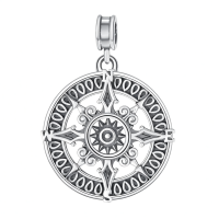 wholesale 925 Sterling Silver Compass Pendant Necklace-Compass-C Without Chain