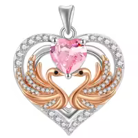 wholesale 925 Sterling Silver Rose Gold Plated Swan Birthstone Necklace for Women-10 Oct - Tourmaline Without Chain