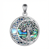 wholesale 925 Sterling Silver Tree Of Life Moonstone Necklace-Abalone shell moonstone Without Chain