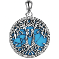 wholesale 925 Sterling Silver Celtic Tree Of Life Pendant Necklace Wholesale With Green Inlay-Turquoise Sister Necklace from Sister Without Chain