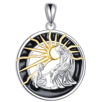 wholesale 925 Sterling Silver Sun and Child Pendant Necklace for Men Religious Medal s-Jesus Without Chain