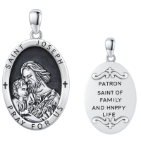 wholesale 925 Sterling Silver Saint Joseph Patron of Family and Happy Life Pendant Necklace for Men & Women-F02-Saint Joseph-F02-Saint Joseph Without Chain