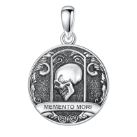wholesale 925 Sterling Silver Memento Mori Pendant With Skull Design And Chain-A02-Memento Mori Without Chain