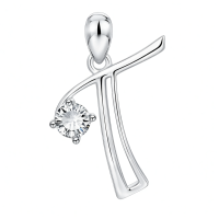 wholesale 925 Sterling Silver 26 Alphabet Pendant Necklace Jewelry-Letter T Without Chain