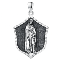 wholesale 925 Sterling Silver Saint Benedict Shield Pendant Necklace For Men Protection-Saint Peregrine Without Chain