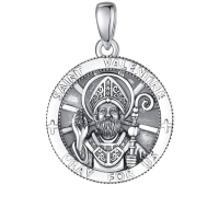 wholesale 925 Sterling Silver Patron Saint Medal Amulet Necklace for Men 2 5mm 22 +2 Chain-A25-Saint Valentine Without Chain