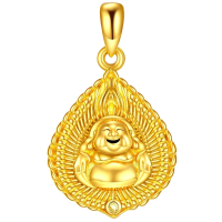 wholesale 925 Sterling Silver Plated Gold Happy Buddha Pendant Necklace with Chain for Women Gifts-Buddha Without Chain