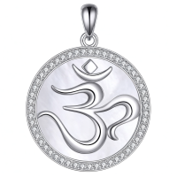 wholesale 925 Sterling Silver Om Pendant Necklace Wholesale With Mother Of Pearl And Crystal-OM Without Chain