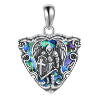 wholesale 925 Sterling Silver Archangel Michael Shield Pendant Necklace-St. Michael-A Without Chain