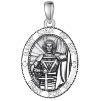 wholesale 925 Sterling Silver Patron Saint Medal Amulet Necklace for Men 2 5mm 22 +2 Chain-A46-Saint Joan of Arc Without Chain