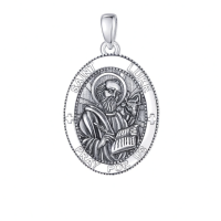 wholesale 925 Sterling Silver Patron Saint Medal Amulet Necklace for Men 2 5mm 22 +2 Chain-A42-Saint Luke Without Chain