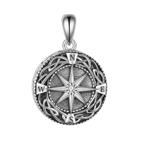 wholesale 925 Sterling Silver Compass Pendant Necklace With Tools-Viking Compass Without Chain