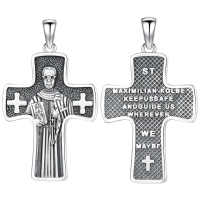 wholesale 925 Sterling Silver Archangel Medals St Pendant Necklace for Men Women-95-St Maximilian Kolbe(cross silver) Without Chain