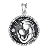 wholesale 925 Sterling Silver Love & Infinity Pendant Necklaces - Gifts for Grandmas Wives and Mothers on Mother's Day-03-Mother and son necklace Without Chain