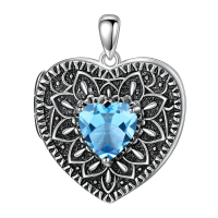 wholesale 925 Sterling Silver Birthstone Gemstone Heart Photo Locket Necklace Holds 2 Pictures Jewelry Gift-05 May-06 June-12 December-11 November-02 February-10 October-09 September-04 April-07 July-08 August-01 January-03 March Without Chain