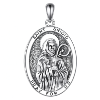 wholesale 925 Sterling Silver Saint Brigid Oval Pendant Necklace-Saint Brigid Without Chain