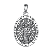 wholesale 925 Sterling Silver Saint Michael Pendant With Crystals And Chain-St.Michael01 Without Chain