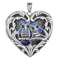 wholesale 925 Sterling Silver Owl Photo Locket Pendant Necklaces Gifts for Women-Owl Without Chain