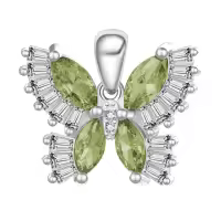 wholesale 925 Sterling Silver Birthstone Butterfly Necklace for Women-08-Aug-Peridot Green Without Chain