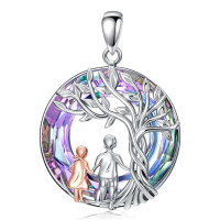 wholesale 925 Sterling Silver Tree Of Life Pendant With Enamel Children Design-Holding Hands Without Chain
